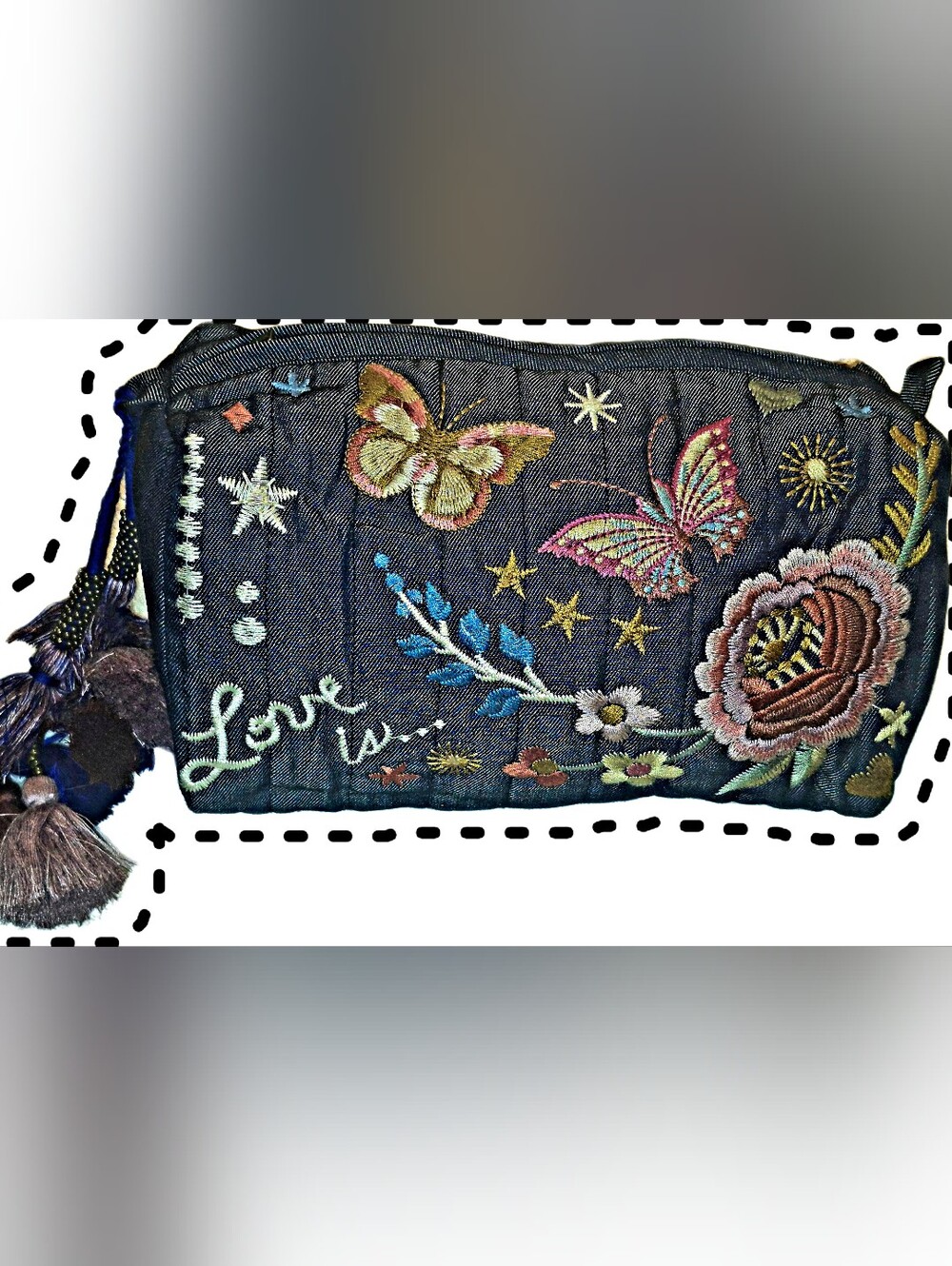 JOHNNY WAS "LIFE IS BEAUTIFUL" COLLECTION: Small Clutch w Boho Love & Peace Vibe